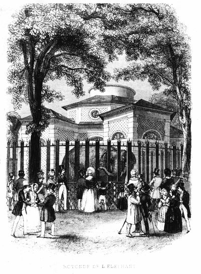 The Elephant Rotunda from the Garden of Plants in Paris - Engraving by French School