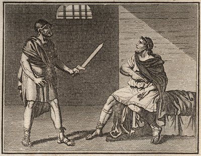 The eminent general Marius, fleeing from Sulla, is captured at Minturnae, but no one dares kill him, not even a foreign slave. by French School
