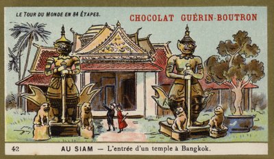 The entrance of a temple in Bangkok, Siam by French School