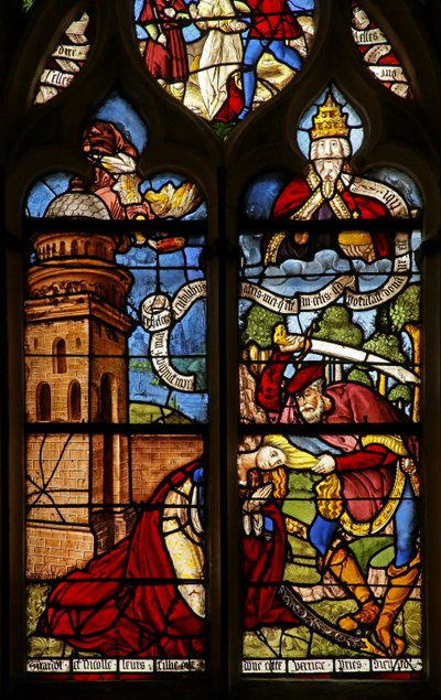 The Execution of St Barbara; God the Father Above as a Pope by French School