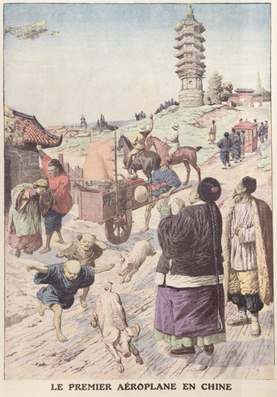 The First Aeroplane in China, Illustration from Le Petit Journal by French School