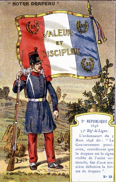 The Flag of the 53rd Line Regiment of the 2nd Republic by French School