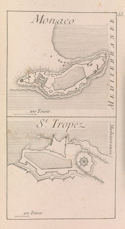 The fortifications of Monaco and St. Tropez, c.1760 by French School