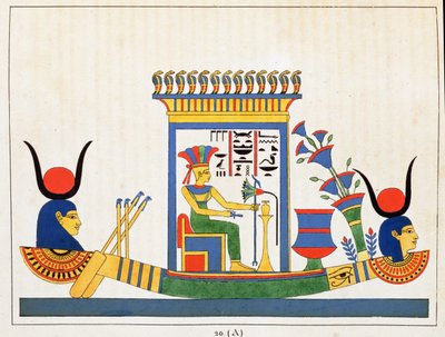 The goddess Anuket, illustration from Pantheon egyptien: collection of mythological characters of ancient Egypt, by Jean-Francois Champollion, published c.1986 by French School
