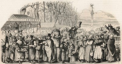 The ham fair on Boulevard Bourdon in Paris - Engraving in 