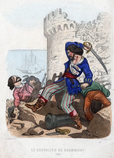 The knight of Grammont, pirate of the 17th century by French School