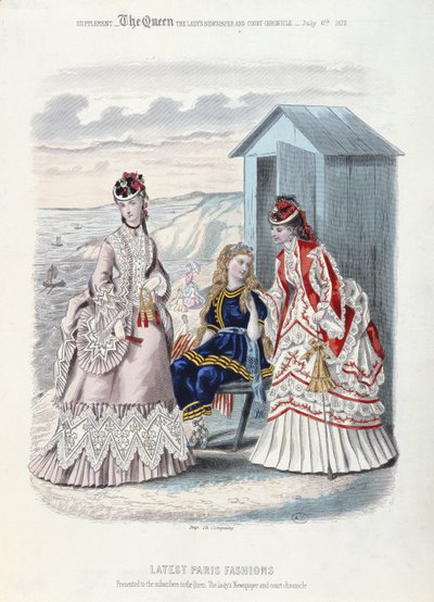 The latest Paris fashions for the beach and for swimming, 1872 by French School