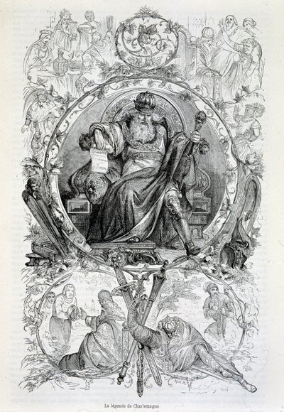 The legend of Charlemagne, engraving by French School