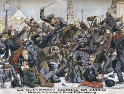 The liberal movement in Russia, violent scuffles in St. Petersburg by French School