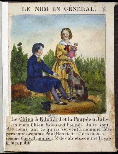 The Name in General (a Boy with a Dog and a Girl with a Doll) - in La grammaire en images by French School