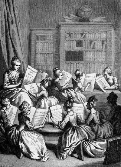 The nine parts of the speech. (Traditional grammar classifies words into nine categories, also called the parts of the speech) Schoolers during a grammar lecture. 18th century? Engraving from 1868. by French School