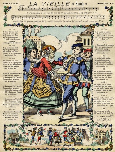 The Old, Popular Song. Picture of Epinal from the 19th Century by French School