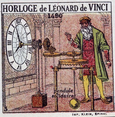 The pendular clock of Leonardo da Vinci (1452 - 1519) (pendulum in 1490) - in 