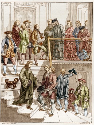The philosophers of the 18th century in the staircase of Voltaire (François Marie Arouet known as Voltaire) by French School