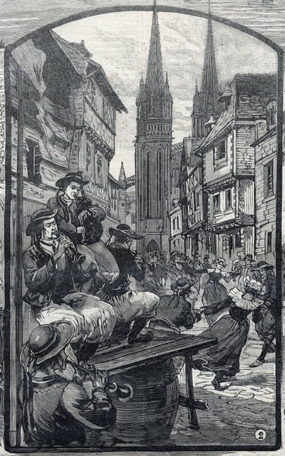 The players of biniou in Quimper (Finistere, Brittany) by French School