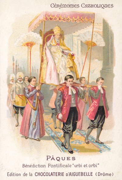 The pope being carried to make his traditional Easter blessing by French School