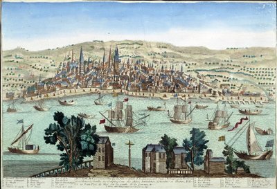 The port and city of Bordeaux by French School