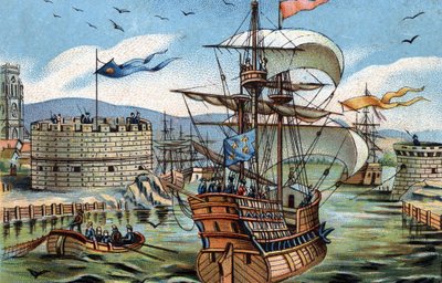 The port of Le Havre in 1520 by French School