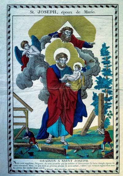 The prayer of Saint Joseph, spousal of Mary Engraving of the 19th century. Paris, Museum of Popular Arts and Traditions by French School