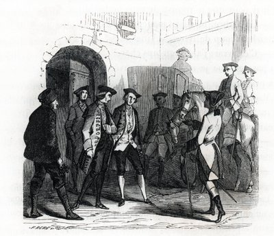The Prisoners of Vincennes Were Transferred to the Prison of the Bastille in 1784 (engraving) by French School