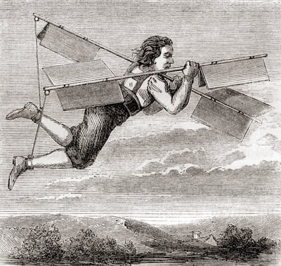 The Purported Flight of French Locksmith Jacob Besnier, with the Aid of a Self-Designed Flying Apparatus, in 1678, from 