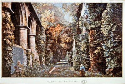 The ruins of the Abbey of Valmont, c. 1900 by French School