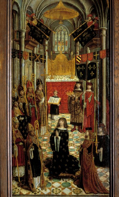 The sacre of Louis XII (1462-1515) in the cathedral of Reims on 27 May 1498. 1501. Paris, National Museum of the Middle Ages, Thermes de Cluny by French School