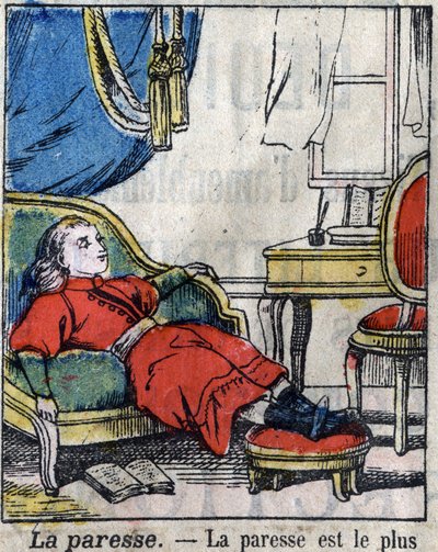 The Seven Deadly Sins: Laziness. Epinal Imaging Late 19th Century by French School