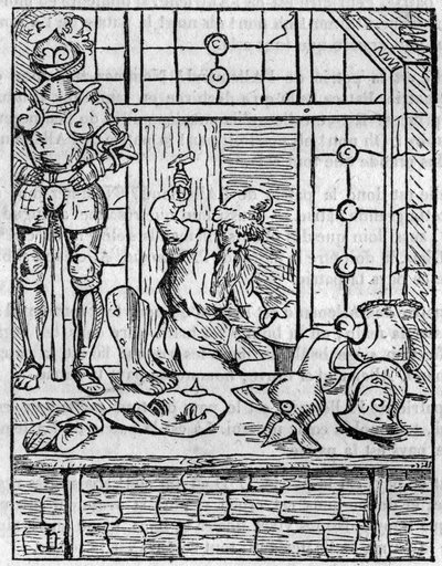 The shop of the armor maker in the 16th century. From 