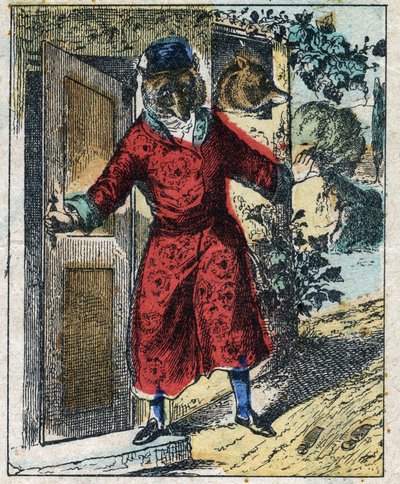 The Sick Lion and the Fox. Fables by Jean de La Fontaine (1621-95). Epinal Imaging from the End of the 19th Century by French School