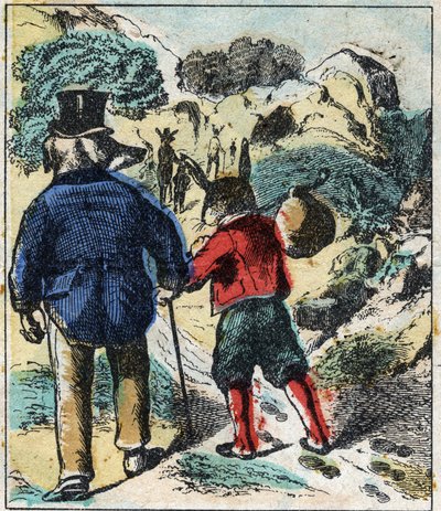 The Sick Lion and the Fox. Fables by Jean de La Fontaine (1621-95). Epinal Imaging from the End of the 19th Century by French School