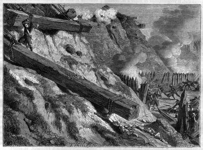 The siege of Dantzig (present-day Gdansk) on 19 March 1807 during the War of the Fourth Coalition - Act of Heroism of the Hunter Francois Valle during the Siege of Dantzig - in 