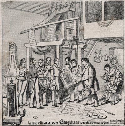 The silk industry under the Monarchy of July - the visit of the Duke of Aumale at the workshop of the weaver Carquillat in Lyon on August 24 by French School