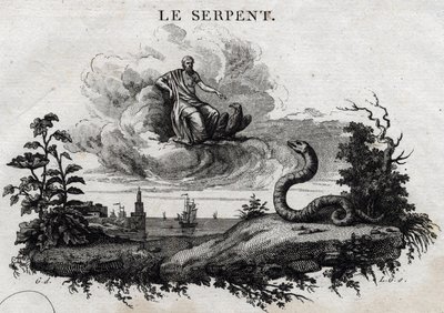 The snake. Fable of Aesop. Written by Guillaume Montfort and engraved by Beauble in 1801. by French School