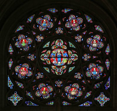 The South Rose Window with the Assumption of the Virgin Mary by French School