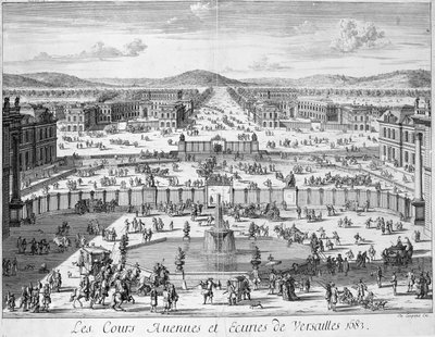The Stables and Gates of Versailles Seen from the Palace, 1683 by French School