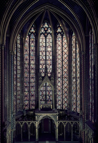 The stained glass window in the choir of the Upper Chapel by French School