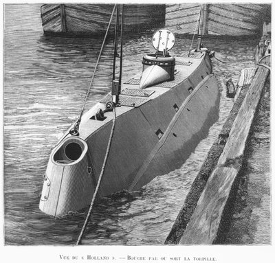 The submarine Holland, illustration from Le Monse Illustre, January 1899 by French School
