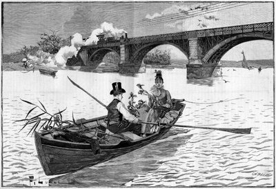 The surroundings of Paris, a Sunday in Argenteuil in 1887 by French School