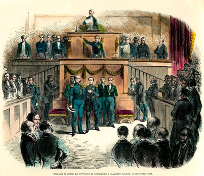 The Swearing-In of Louis Napoleon III at the National Assembly on 20 December 1848 by French School