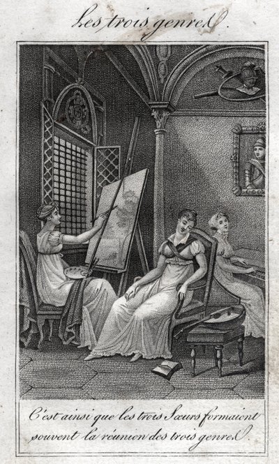 The three genres: Woman Painter, musician and reader by French School