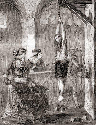 The Torture of a Woman Accused of Witchcraft in the Middle Ages by French School