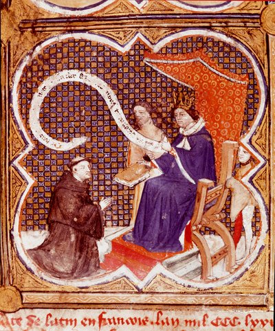 The translator offers his book to King Charles V (1338-1380). Miniature from 