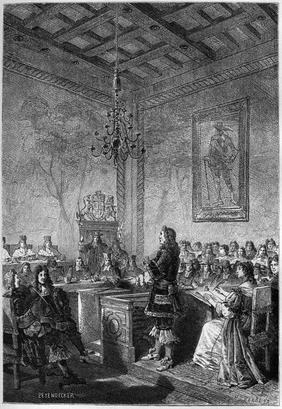 The trial of Lord William Russell - engraving from 