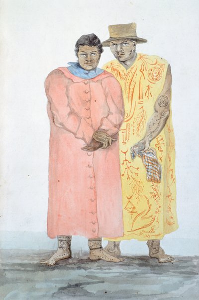 The Two Kings of Bora Bora, Illustration from the Journey of Louis I Duperrey by French School