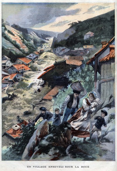 The village of Saint-Ours near Barcelonnette in the Alps buried under the mud - in 