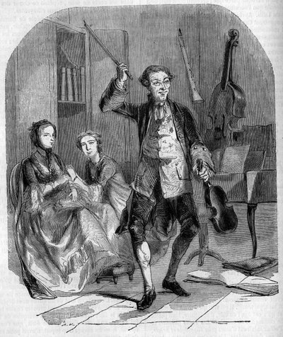 The Violinist and Composer Jean Philippe Rameau Composing, Surrounded by Members of His Family - Engraving by Andrieux by French School
