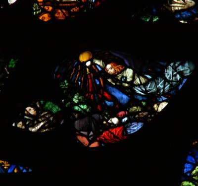 The West Rose Window Depicting a Scene from the Book of Revelation: Fourth Vial is Poured Upon the Sun, Scorching Men by French School