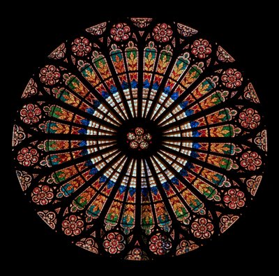 The west rose window depicting a naturalistic patterned design by French School