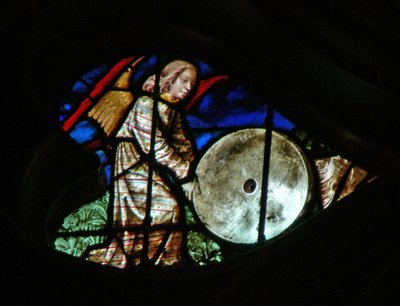 The West Rose Window Depicting a Scene from the Book of Revelation: A Mighty Angel Casting a Great Millstone into the Sea by French School